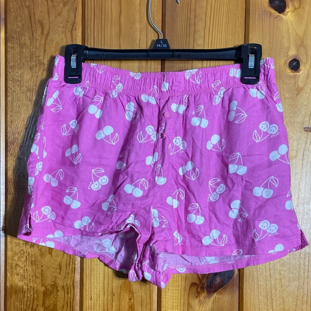 Pink Victoria’s Secret Cherry Print Women's Shorts size XS smiley shorts lounge - Picture 1 of 4